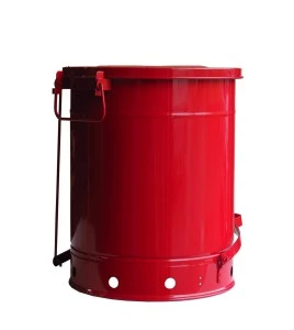 Container for oily or solvent-soaked rags, 14 gallons, with pedal, approved FM, UL, OSHA. 