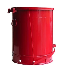 Container for oily or solvent-soaked rags, 21 gallons, with pedal, approved FM, UL, OSHA.