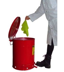 Bidon pour chiffons imbibés d'huiles ou solvants, 14 gallons, avec pédale, approuvé FM, UL, OSHA