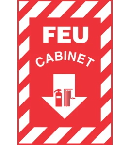 French emergency "Fire Cabinet" sign in various sizes, shapes, materials & languages + optional features