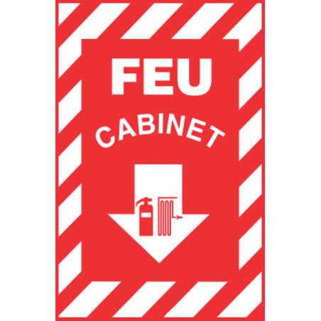 French emergency "Fire Cabinet" sign in various sizes, shapes, materials & languages + optional features