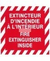Affiche bilingue autocollante 4 po x 4 po «Extincteur d'incendie à l'intérieur».