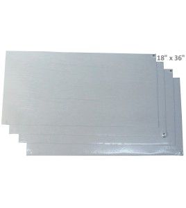 Tapis de 120 feuilles collantes jetables en polyéthylène blanc. Retient la saleté des semelles. 18"x 45". 4 x 30 feuilles.