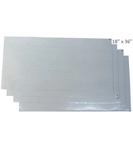 Tapis de 120 feuilles collantes jetables en polyéthylène blanc. Retient la saleté des semelles. 18"x 45". 4 x 30 feuilles.