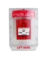 Stopper II® clear polycarbonate cover without a horn, but with English labelling for flush mounted manual pull stations