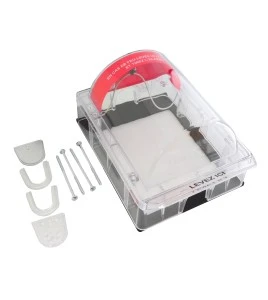 Weather Stopper® clear polycarbonate cover without horn, but with French labelling for surface mounted manual pull stations