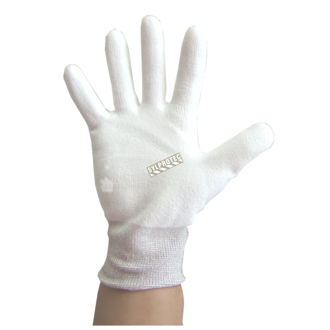Superior Touch white Dyneema cut-resistant gloves with PU coating, ASTM/ANSI puncture resistant level 3 & cut resistant level A2