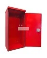 Surface-mounted outdoors steel fire cabinet for 10 lbs extinguishers.