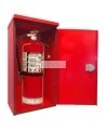 Surface-mounted outdoors steel fire cabinet for 10 lbs extinguishers.