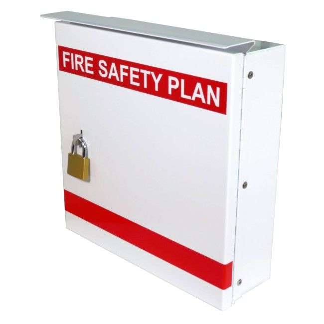 Fire Safety Plan Box – Fire Department Approved, Steel, Weatherproof, With Padlock & Spare Key, For Commercial & Residential Buildings