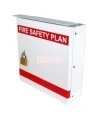 Steel box safety plan13 3/8 in W X 13 3/8 in H X 4 1/4 in. Fire safety plan box is made 18 gauge.