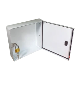 Steel box safety plan13 3/8 in W X 13 3/8 in H X 4 1/4 in. Fire safety plan box is made 18 gauge.