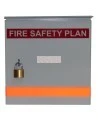 Steel box safety plan13 3/8 in W X 13 3/8 in H X 4 1/4 in. Fire safety plan box is made 18 gauge.