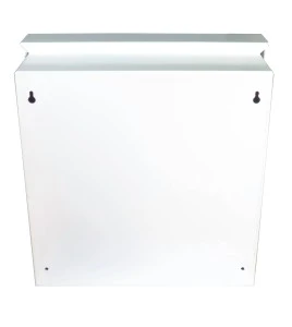 Steel box safety plan13 3/8 in W X 13 3/8 in H X 4 1/4 in. Fire safety plan box is made 18 gauge.