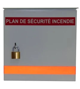 Steel box safety plan13 3/8 in W X 13 3/8 in H X 4 1/4 in. Fire safety plan box is made 18 gauge.