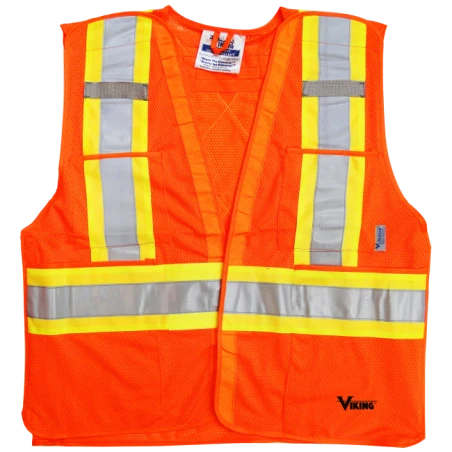High-visibility orange safety vest, 4 sizes, CSA Z96-15 class 2 level 2, 4 pockets.