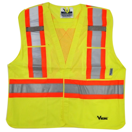 High-visibility yellow safety vest, 4 sizes, CSA Z96-15 class 2 level 2, 4 pockets.