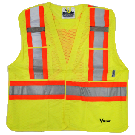 Veste de circulation jaune fluo, 4 grandeurs, conforme CSA Z96-15 classe 2 niveau 2, 4 poches.