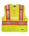 High-visibility yellow safety vest, 4 sizes, CSA Z96-15 class 2 level 2, 4 pockets.
