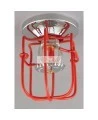 Economical sprinkler guard, made of metal with red enamel coating.