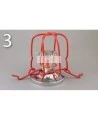 Economical sprinkler guard, made of metal with red enamel coating.