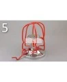 Economical sprinkler guard, made of metal with red enamel coating.