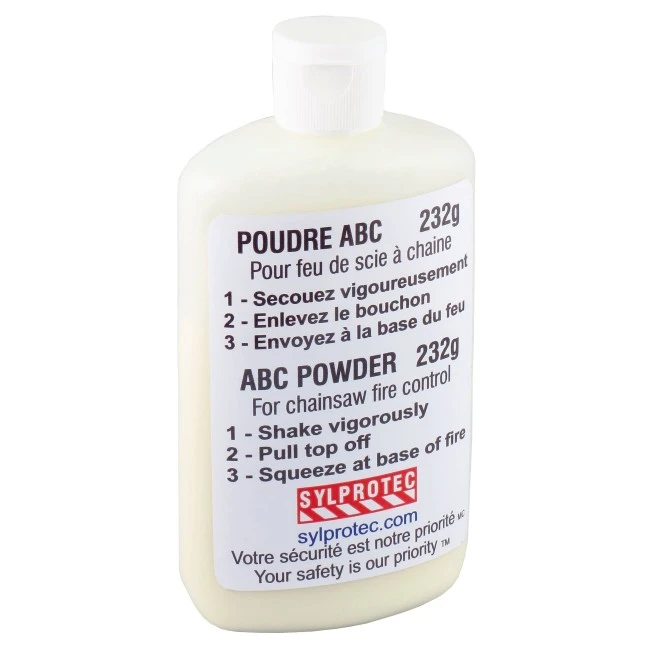 Bottle of ABC-type powder for small fires, pocket sized. Ideal for forest workers.