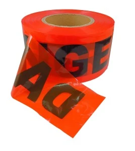 Red barricade tape, DANGER, 3 in X 1000 ft.
