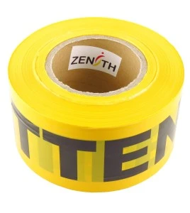 Yellow barricade tape, ATTENTION, 3 in X 1000 ft.