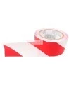 Striped warning adhesive tape, red and white 2 in X 48 ft (50 mm X 16 m). 