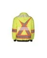 High-visibility 6-in-1 winter coat, fluorescent yellow with retroreflective stripes, CSA Z96-15 Class 2 Level 2.