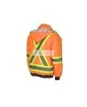 High-visibility 6-in-1 winter coat, fluorescent orange with retroreflective stripes, CSA Z96-15 Class 2 Level 2.