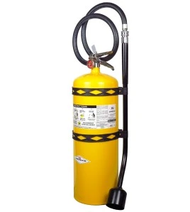 Amerex portable fire extinguisher with sodium chloride, 30 lbs, type D (sodium, potassium or magnesium fires), with wall hook