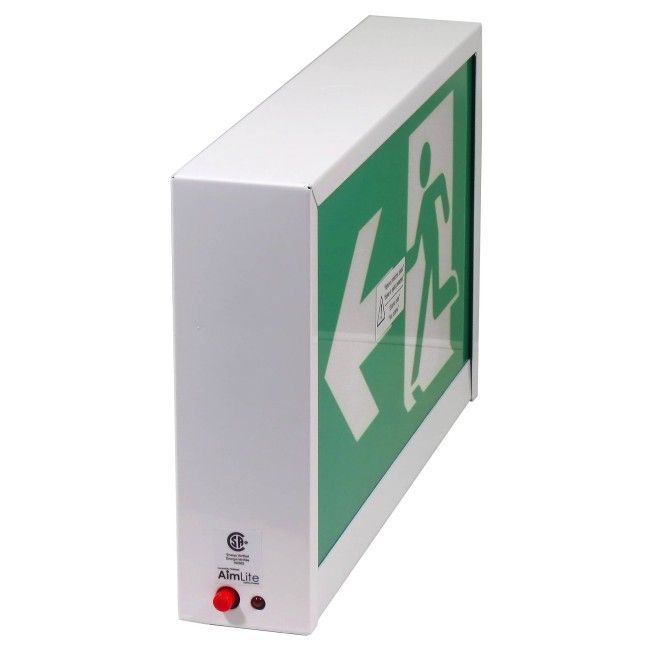 Green Running Man LED emergency exit sign. Steel, with battery ...