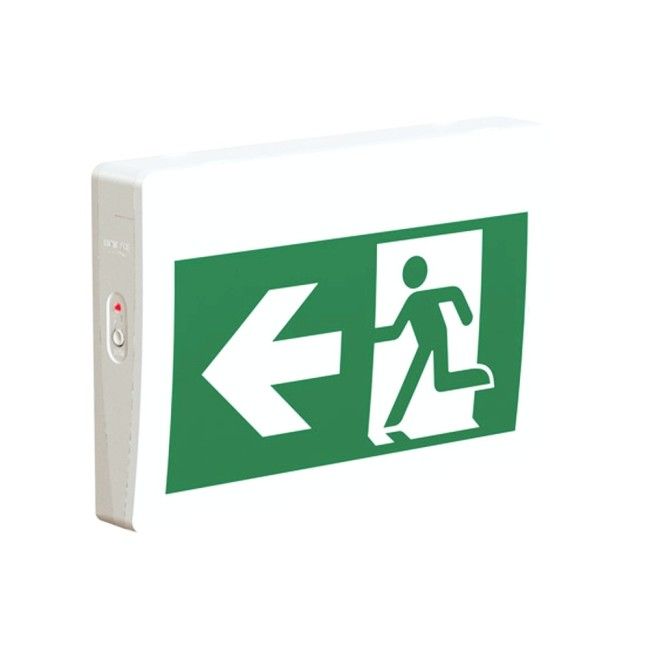 Green Running Man LED emergency exit sign. Plastic, with battery ...