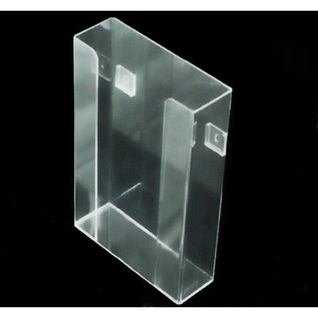 Clear acrylic glove box holder without bins for up to 3 glove boxes, for wall mounting or table mounting.