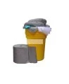 Medium universal spill kit for non-corrosive fluids, 30 US gallons (114 L), overpacked in drum with screw lid.