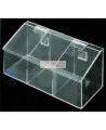 Distributeur en acrylique transparent à 3 compartiments avec couvercle incliné pour filets à cheveux.