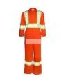 Orange coveralls with reflective band