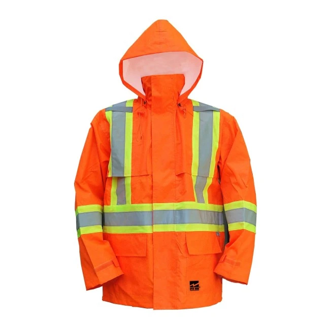 Manteau imperméable Open Road 150D orange haute visibilité avec bandes réfléchissantes , conforme à la CSA, classe 2, niveau 2