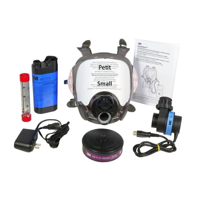 Ensemble 3M de protection à épuration d’air motorisé Powerflow. Idéal pour désamiantage et décontamination. Grandeur: Petit. Ensemble 3M de protection à épuration d’air motorisé Powerflow. Idéal pour désamiantage et décontamination. Grandeur: Petit.
