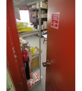 Affiche bilingue autocollante 4 po x 4 po «Extincteur d'incendie à l'intérieur».