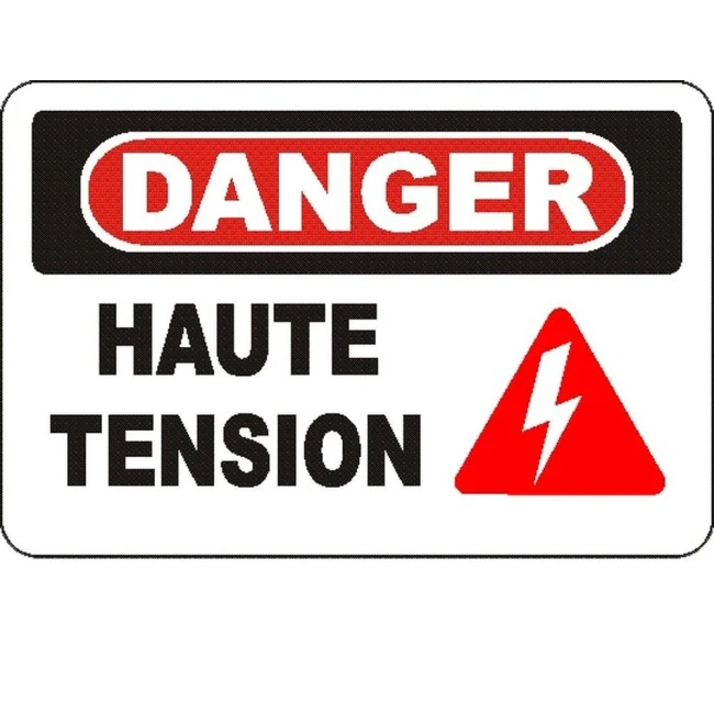 Affiche OSHA « Danger Haute tension » en français: langues, options, formats & matériaux variés Affiche OSHA « Danger Haute tension » en français: langues, options, formats & matériaux variés