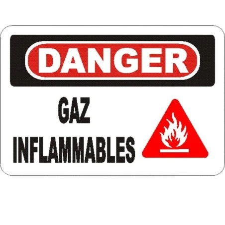 French OSHA “Danger Flammable Gas” sign in various sizes, materials, languages & optional features