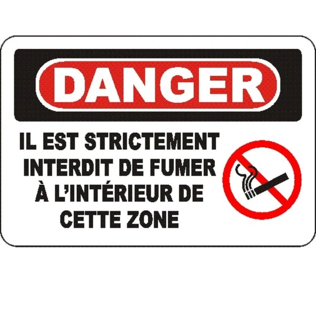 Affiche OSHA «Danger Il est strictement interdit de fumer à l’intérieur de cette zone »: options, formats & matériaux variés