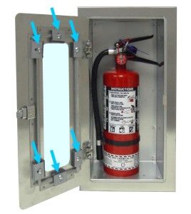 Ensemble de 8 attaches pour les panneaux en acrylique des cabinets encastrés pour extincteurs ou boyaux d'incendie.