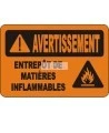 French OSHA “Warning Storage Area Flammable Material” sign in various sizes, materials, languages & optional features