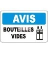 Affiche OSHA «Avis Bouteilles vides» en français: langues, options, formats & matériaux variés