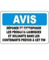 Affiche OSHA «Avis Déposer et entreposer les produits chimiques et solvants dans les contenants prévus à cette fin» avec options