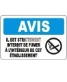French OSHA “Notice Positively No Smoking Allowed On These Premises” sign in various sizes, materials, languages & options